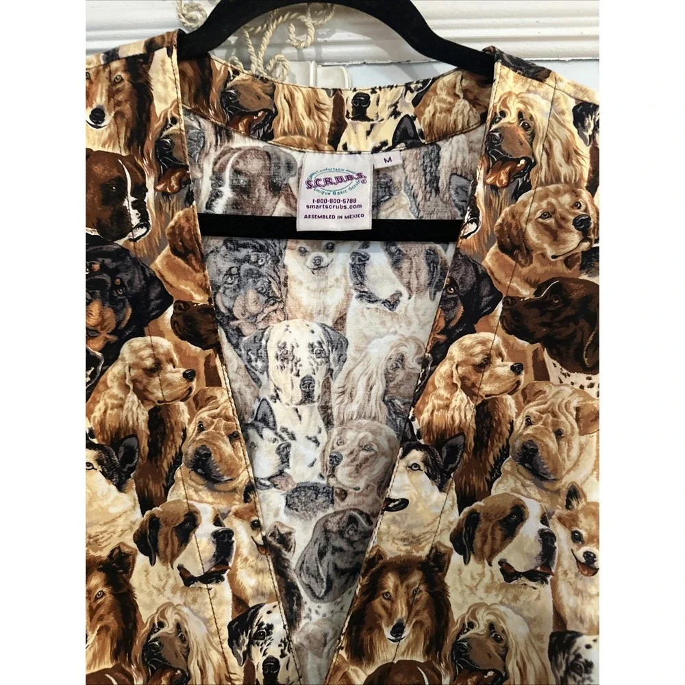 Scrubs Uniform Golden Retriever Collie Shar-pei Do YBeagle Dog Vet  Top Sz M